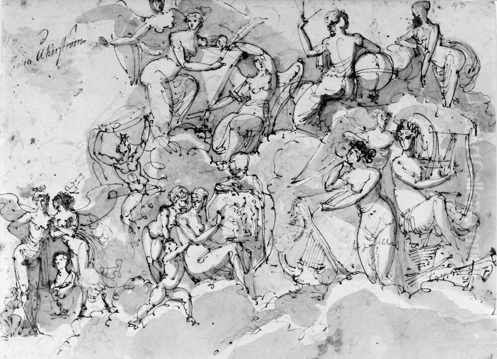 Sanggudinnorna m.fl. Oil Painting by Jonas Akerstrom