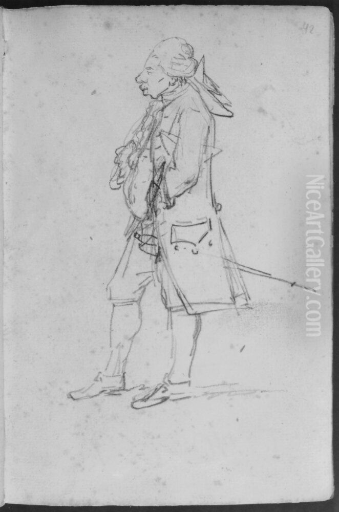 Man med tjocka lappar. Ingar i skissbok om 46 blad Oil Painting by Francois-Andre Vincent