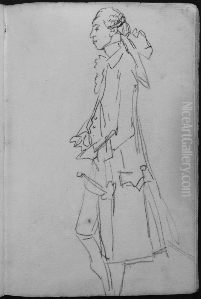 Staende man vand at vanster. Ingar i skissbok om 46 blad Oil Painting by Francois-Andre Vincent