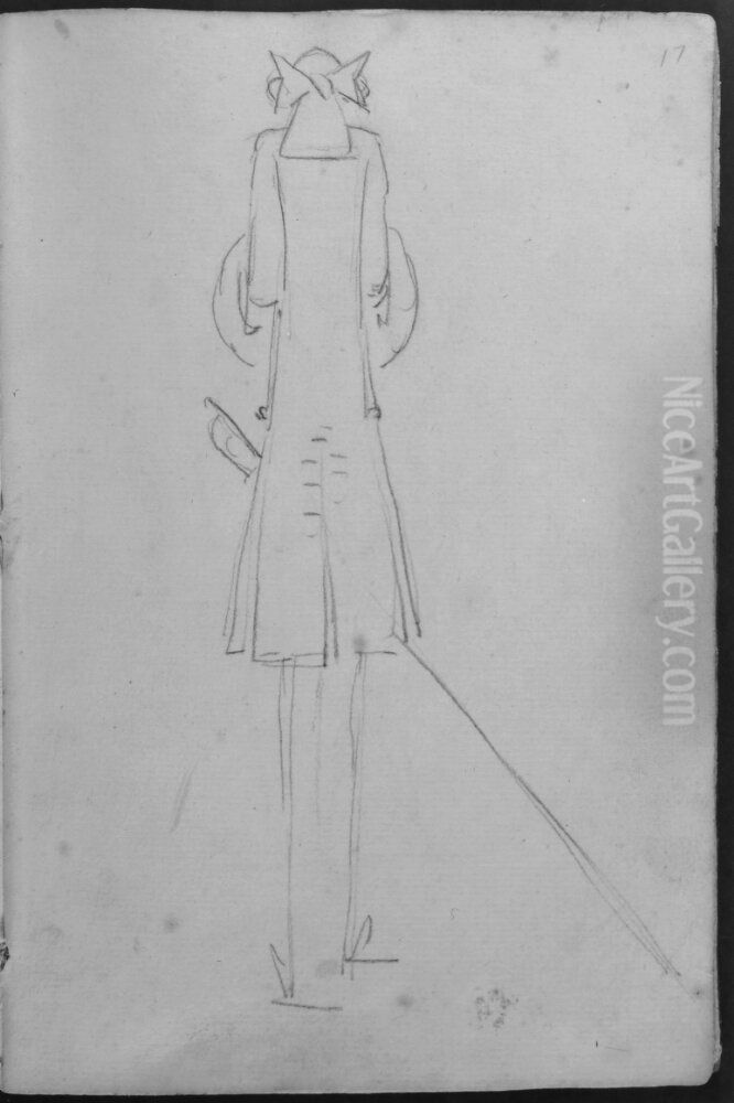 Mycket lang man sedd bakifran. Ingar i skissbok om 46 blad Oil Painting by Francois-Andre Vincent