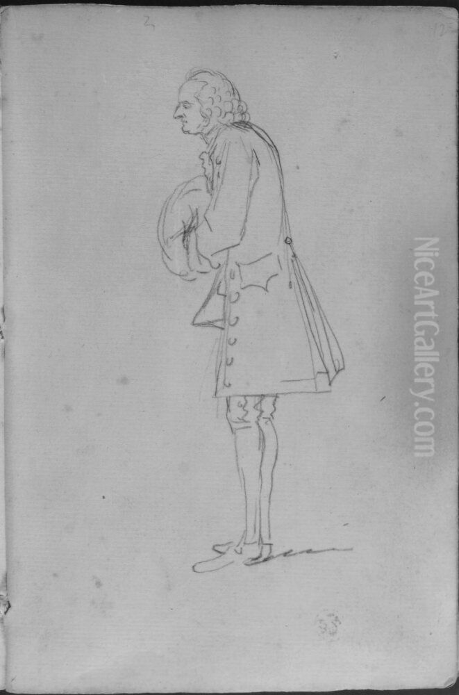 Man med bojd rygg. Ingar i skissbok om 46 blad Oil Painting by Francois-Andre Vincent