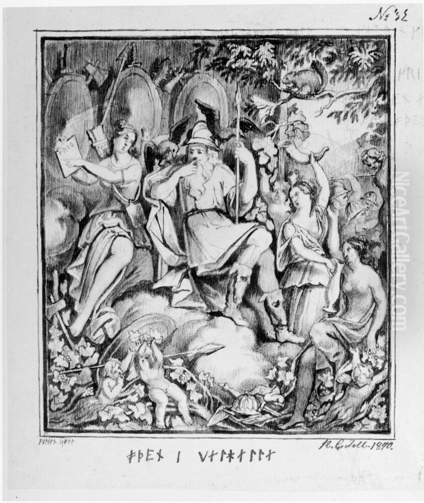 Oden i Valhalla Oil Painting by Kilian Christoffer Zoll