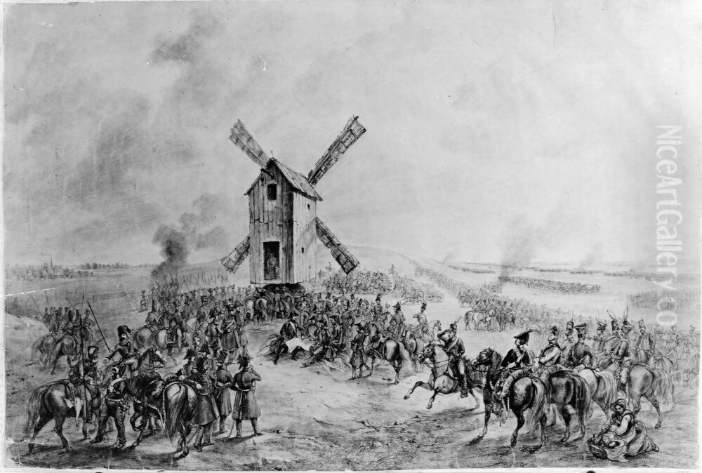 Stallning nara byn Ruhlsdorff Oil Painting by Alexander Wetterling