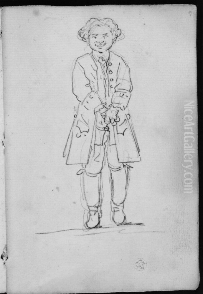 Staende man sedd framifran. Ingar i skissbok om 46 blad Oil Painting by Francois-Andre Vincent