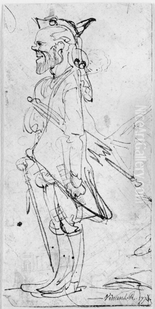 Karikatyr av malaren Jean Houel Oil Painting by Francois-Andre Vincent