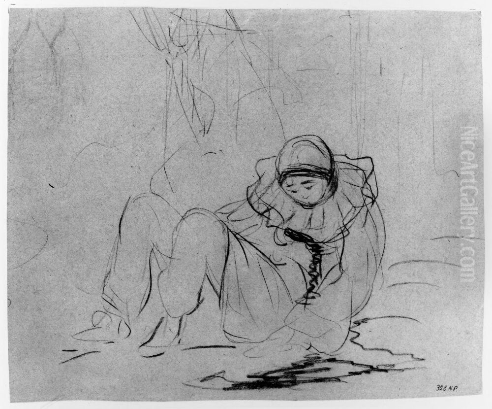 Liggande clown Oil Painting by Adolphe Willette