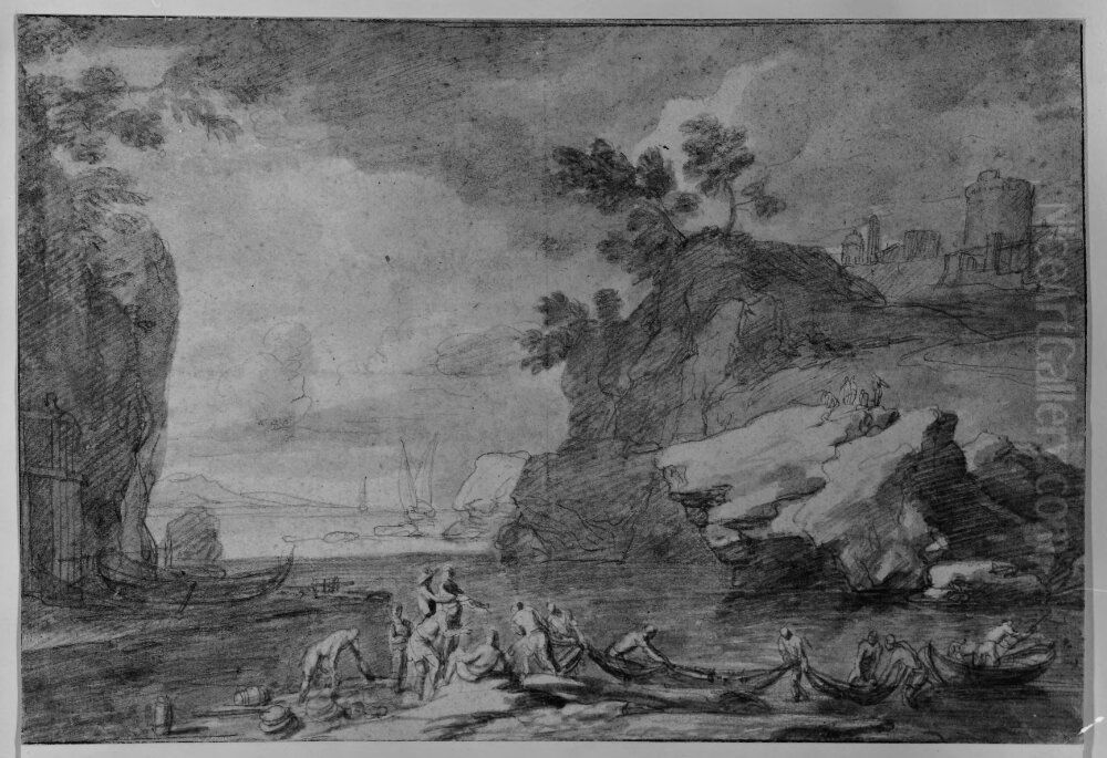 Landskap med fiskare Oil Painting by Joseph Vernet
