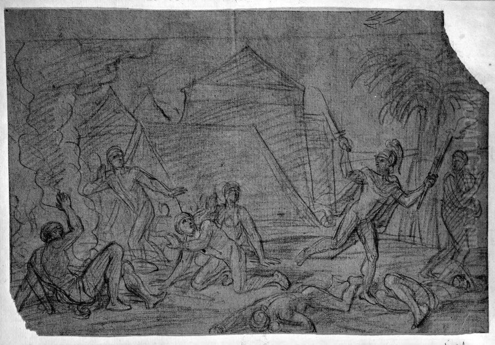 Okant amne (David i Sauls lager?) Oil Painting by Francois-Alexandre Verdier