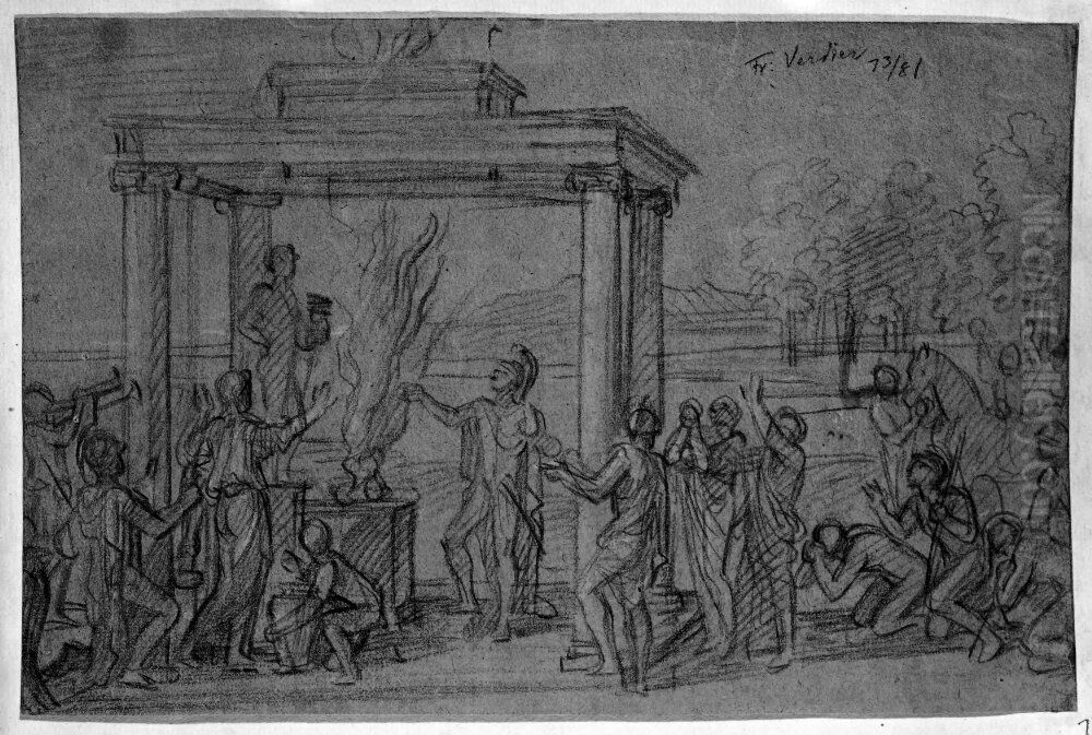 Offer Oil Painting by Francois-Alexandre Verdier