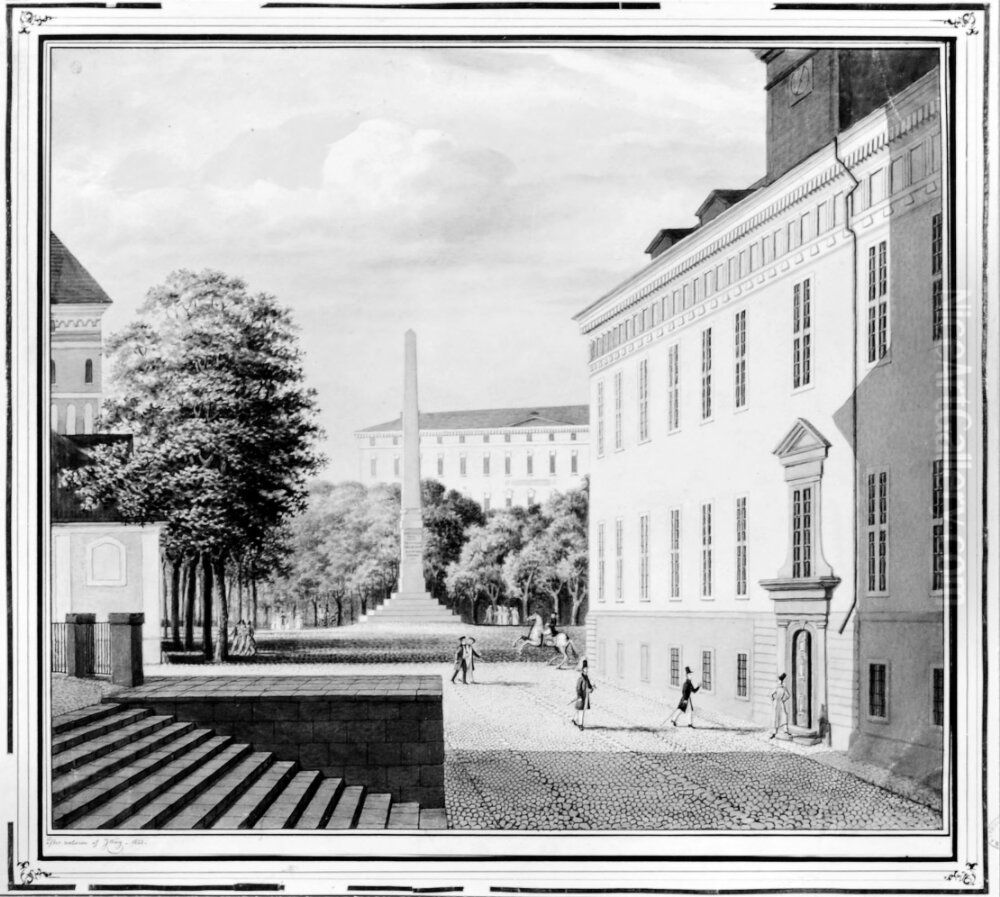 Bondkyrkan, Odinslund, Carolina rediviva och Gustavianum. Motiv fran Uppsala Oil Painting by Johan Way