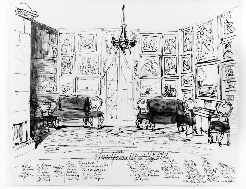 Spegelformaket pa Safstaholm Oil Painting by Josef Wilhelm Wallander