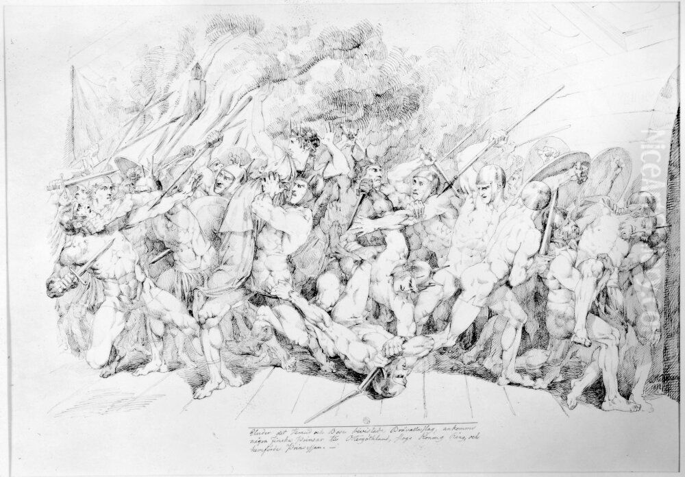 Illustration till sagan om Herand och Bose Oil Painting by Carl Wahlbom