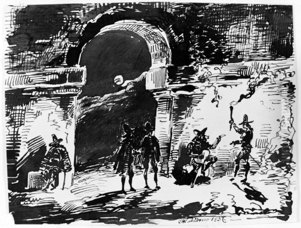 Nattlig scen Oil Painting by Carl Wahlbom