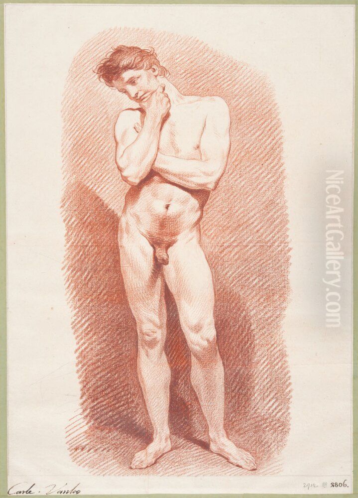 Staende naken yngling Oil Painting by Charles-Andre van Loo