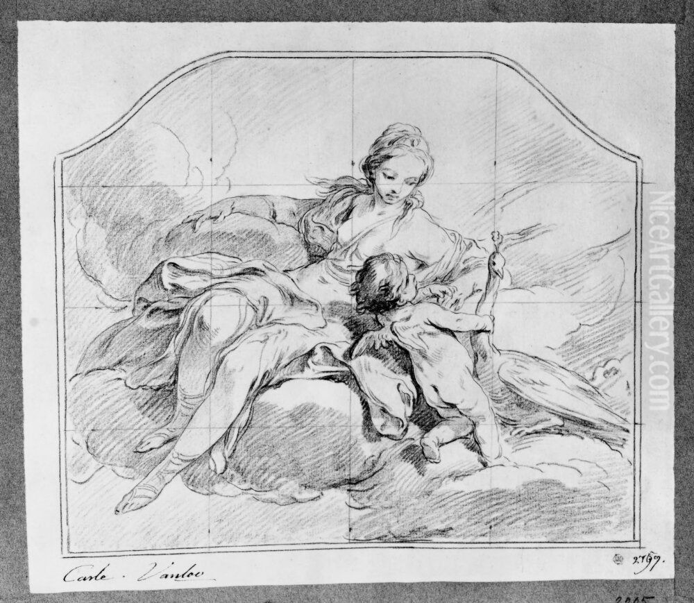 Juno Oil Painting by Charles-Andre van Loo