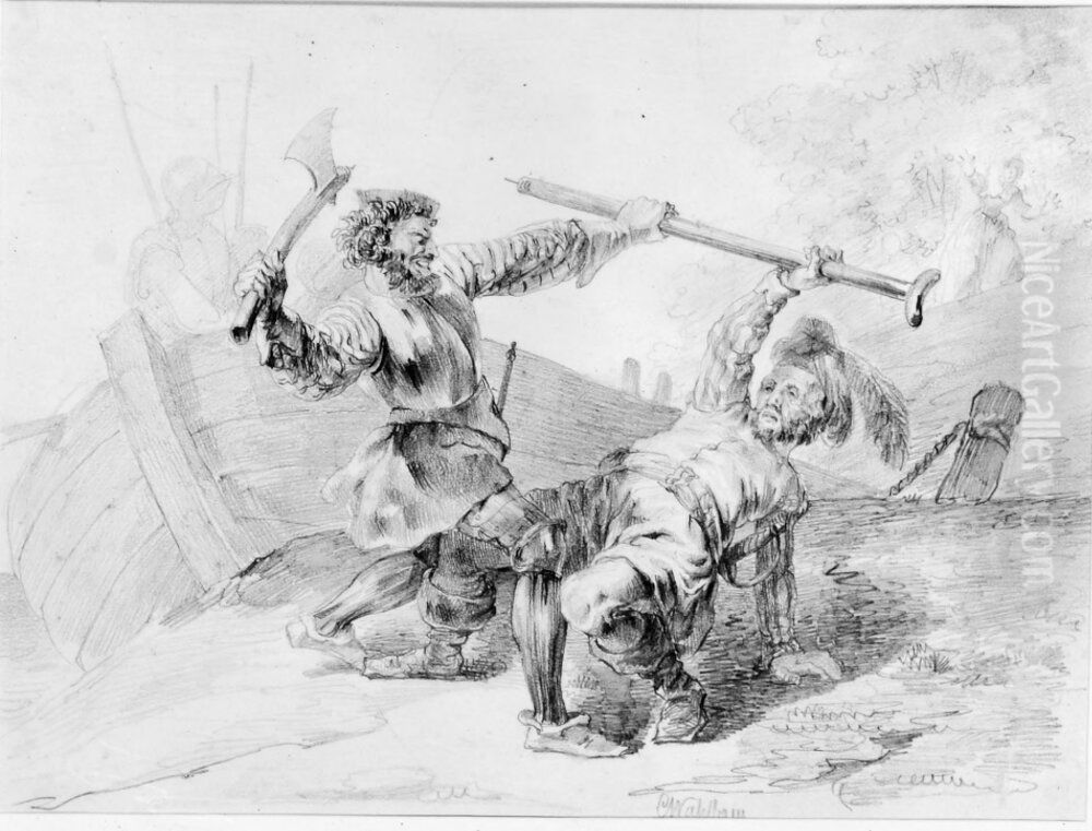 Mordet pa Engelbrekt Oil Painting by Carl Wahlbom