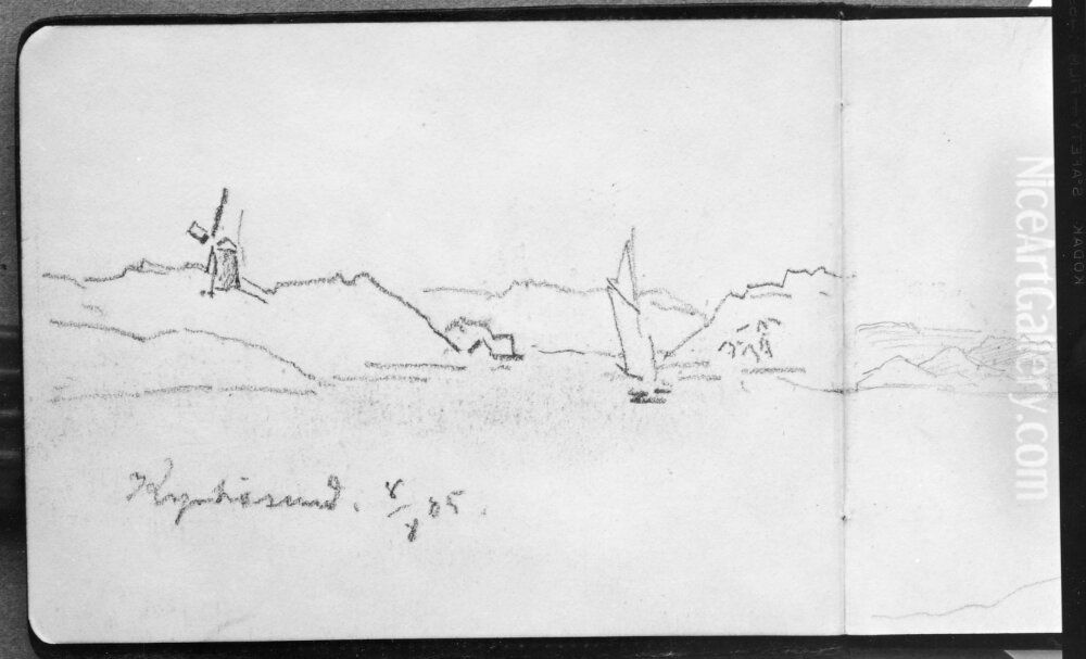 Skissbok, 32 blad, landskap, Fiskebackskil, Lysekil, Traslov m.m. Oil Painting by Alfred Wahlberg