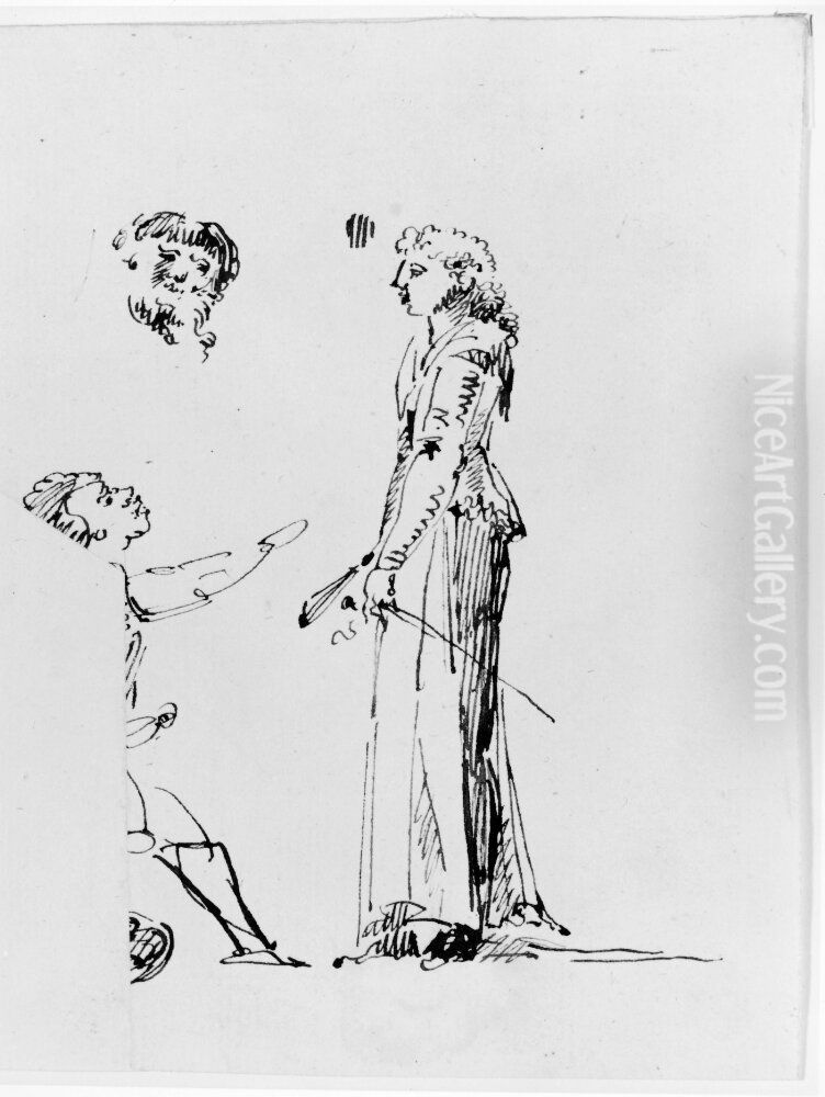 Figurstudier Oil Painting by Johan Tornstrom