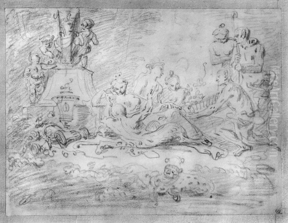 Nymfer och satyrer Oil Painting by Jean-Antoine Watteau