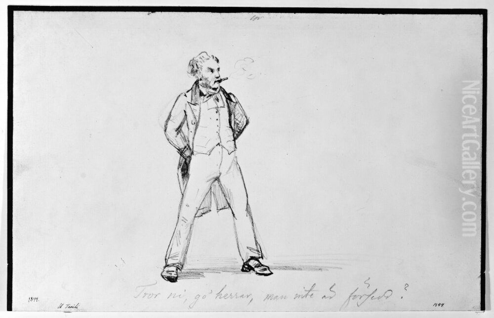 Tror ni go herrar man inte forsedd Oil Painting by Uno Troili