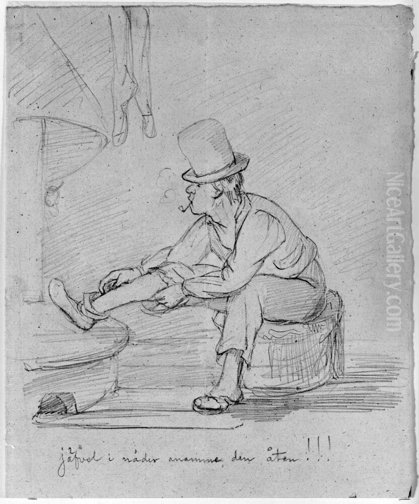 Jafvel i nader anamme den aten Oil Painting by Uno Troili