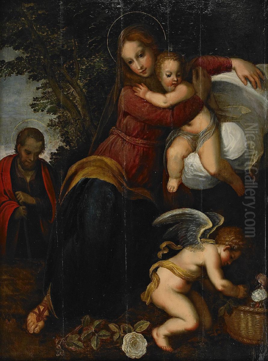 Heliga Familjen Oil Painting by Denys Calvaert