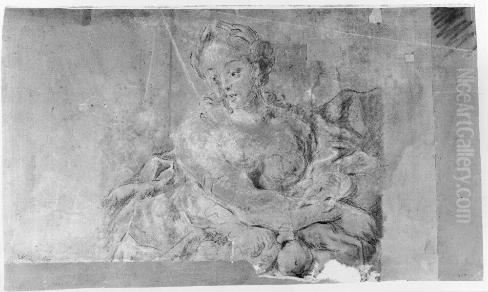 Kvinnostudie Oil Painting by Guillaume Taraval