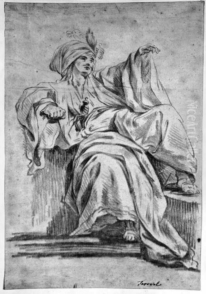 Sittande oriental Oil Painting by Guillaume Taraval