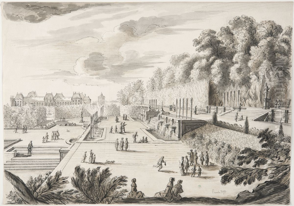 Vy av de sma kaskaderna i Vaux-le-Vicomte Oil Painting by Israel Silvestre