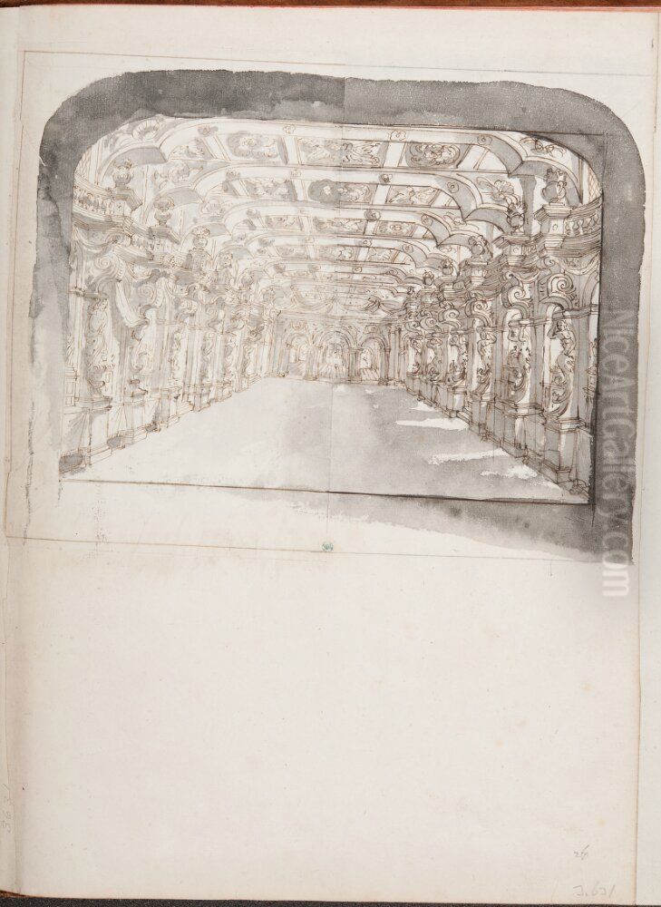 Teaterdekoration, galleri Oil Painting by Pierre Paul Sevin