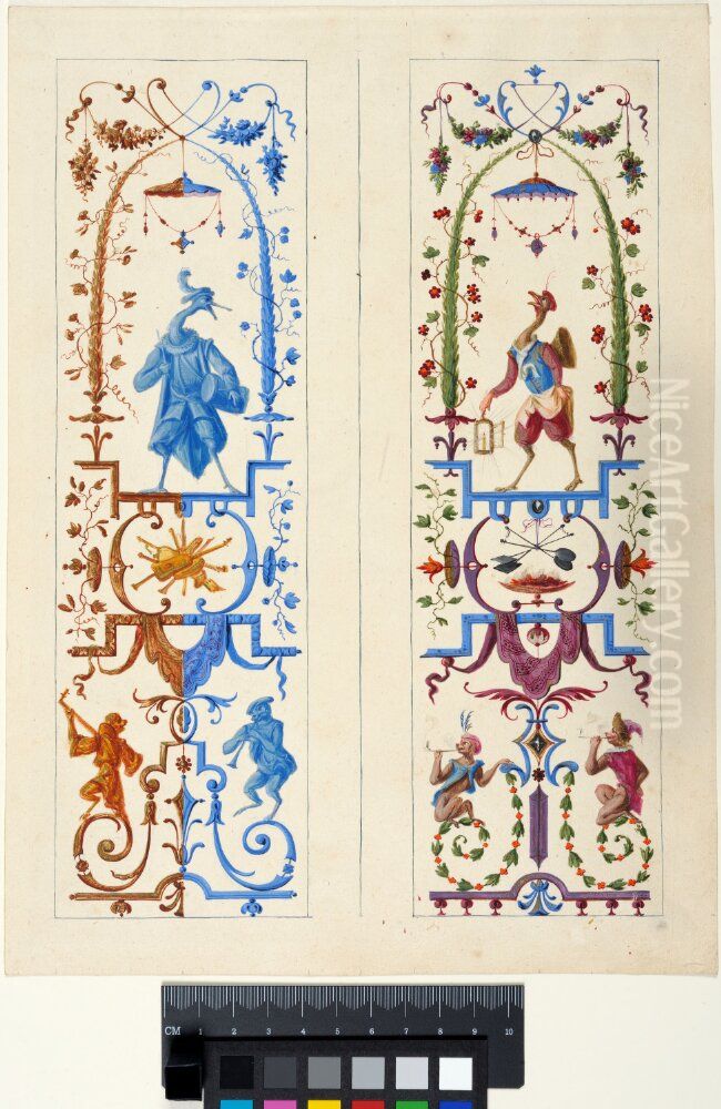 Two Designs for Door or Wall Decorations Oil Painting by Claude III Audran