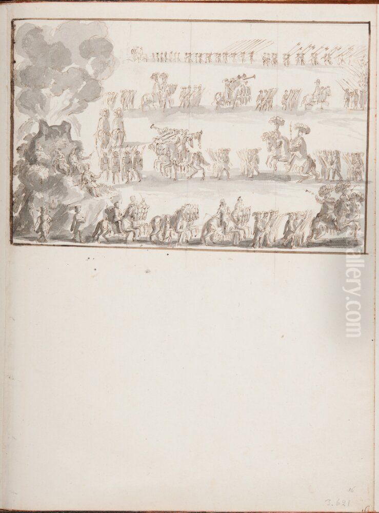 Festtag representerande Vesuvius, Rom 1668 Oil Painting by Pierre Paul Sevin