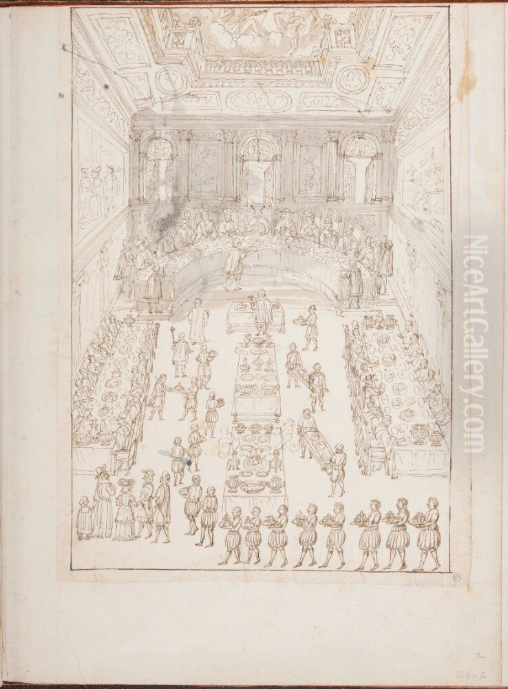 Venetiansk bankett Oil Painting by Pierre Paul Sevin