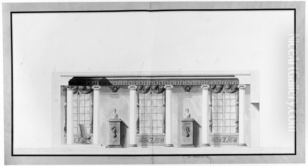 Forslag till dekor av ordenssal pa Stockholms slott Oil Painting by Carl Fredrik Sundvall