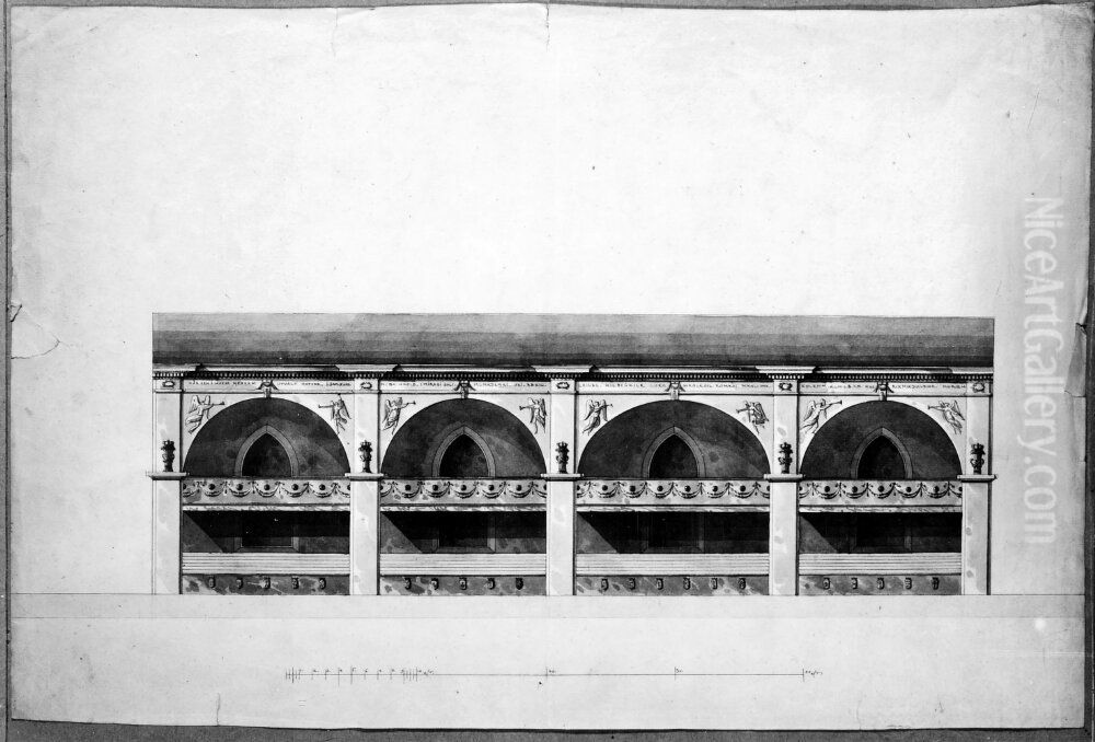 Forslag till dekor vid Gustav IV Adolfs kroning i Norrkoping Oil Painting by Carl Fredrik Sundvall