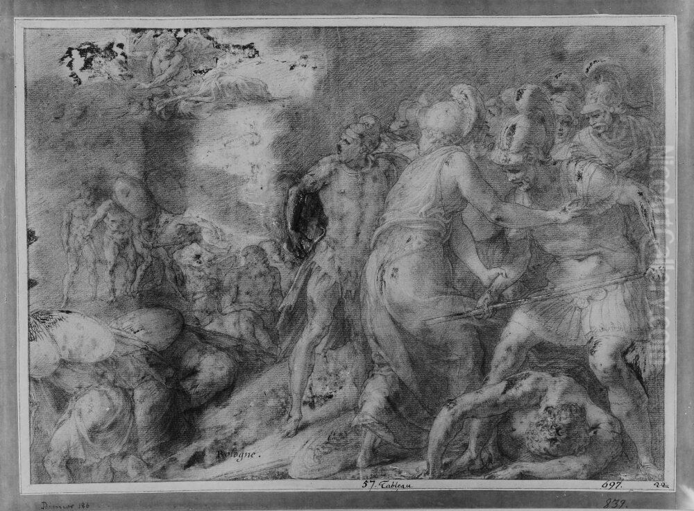 Ithakas revoltorer slas ned Oil Painting by Francesco Primaticcio