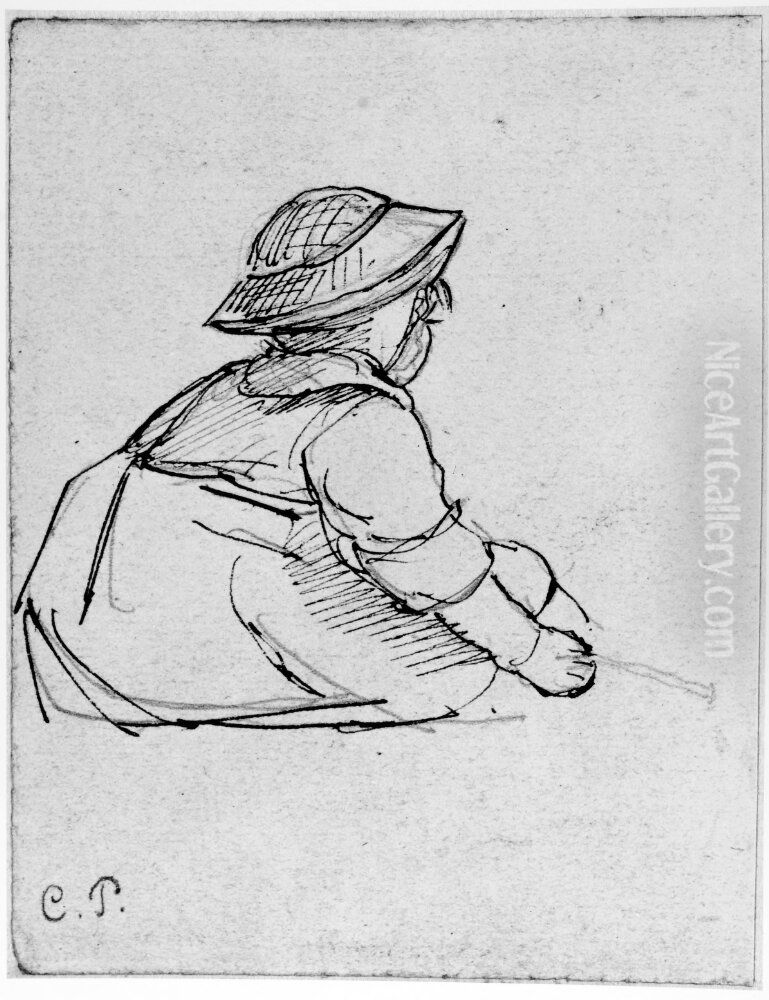 Flickstudie Oil Painting by Camille Pissarro