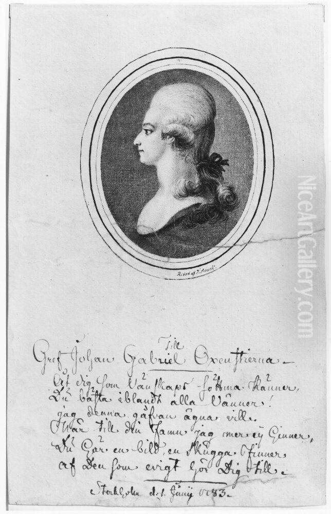 Gustav Adolph Reuterholm, profil i oval medalj Oil Painting by Johan Snack