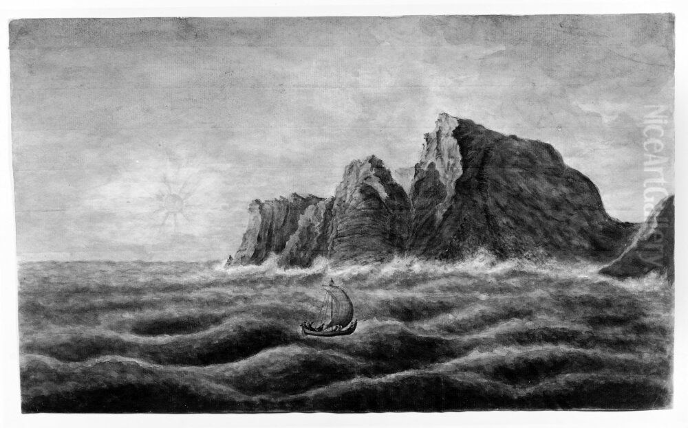 Le Cap Nord au Soleil de Minuit Oil Painting by Anders Fredrik Skjoldebrand