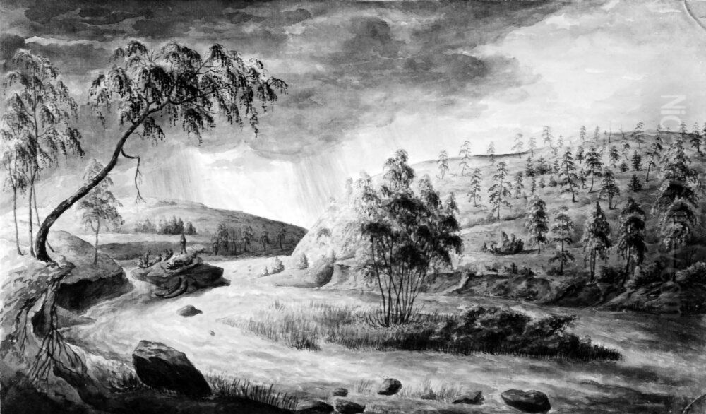 Riviere de Palojocki Oil Painting by Anders Fredrik Skjoldebrand