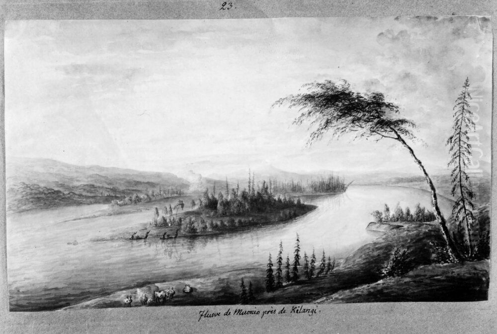 Fleuve de Muonio pres de Kilangi Oil Painting by Anders Fredrik Skjoldebrand