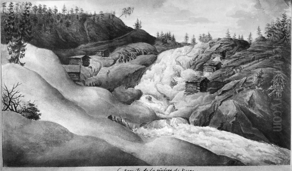 Cataracte de la riviere de Kyro Oil Painting by Anders Fredrik Skjoldebrand