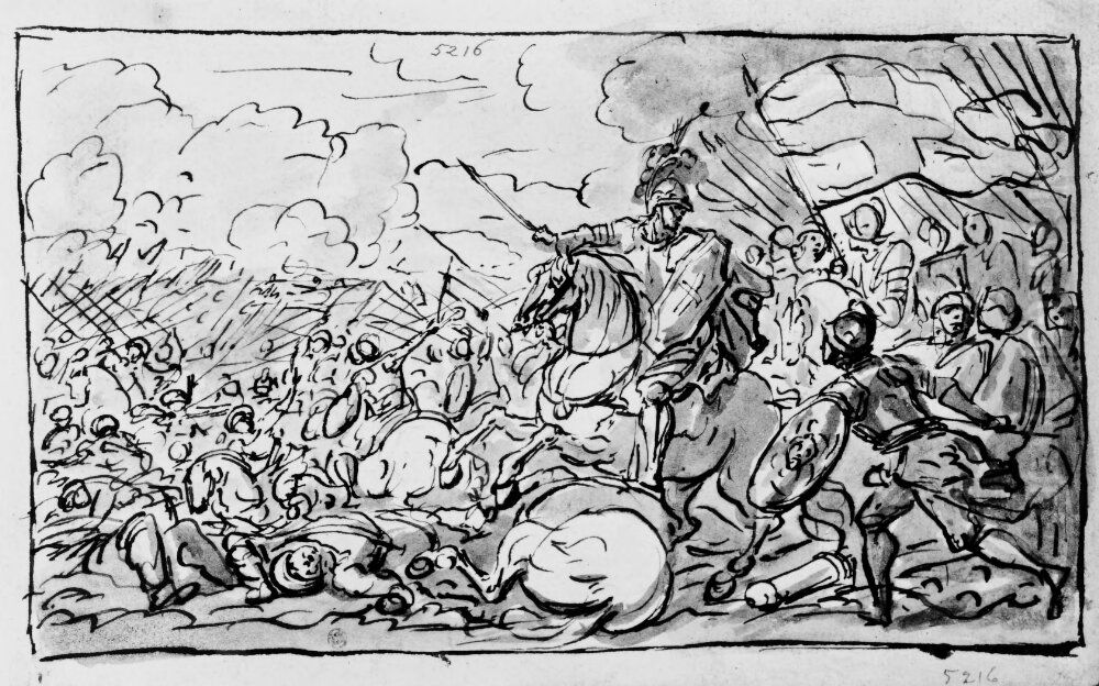 Ryttarstrid med korsfarare Oil Painting by Charles Parrocel