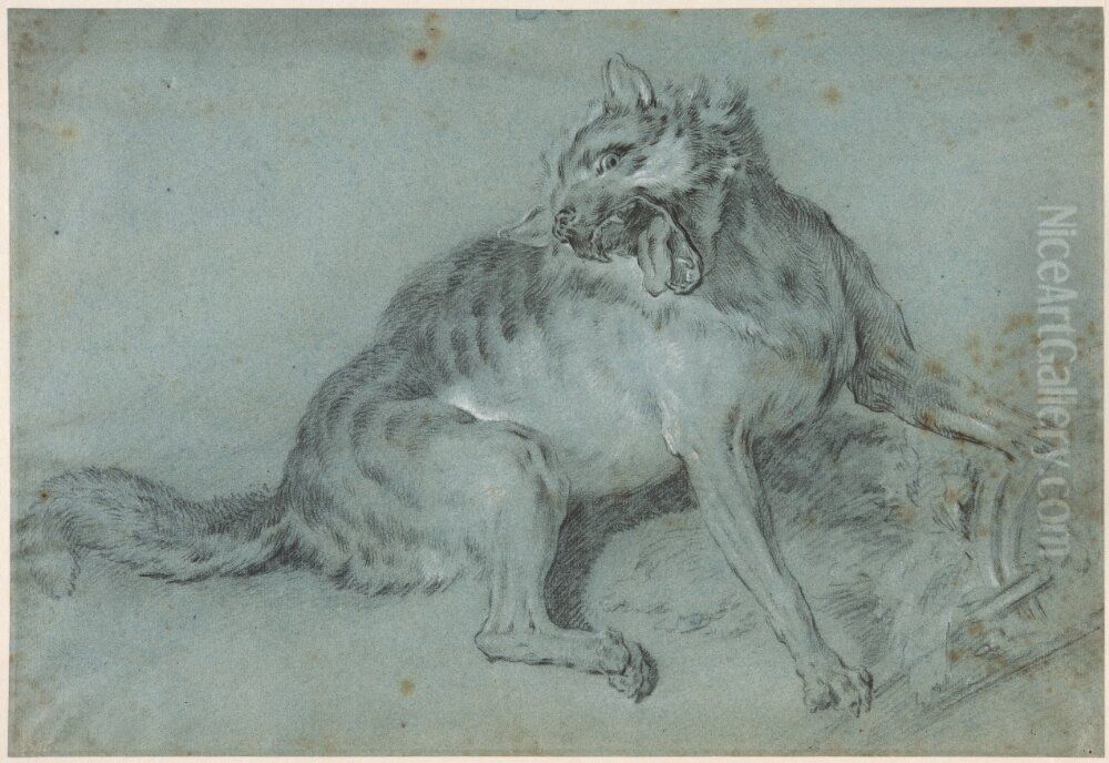 Rav fangad i ravsax Oil Painting by Jean-Baptiste Oudry