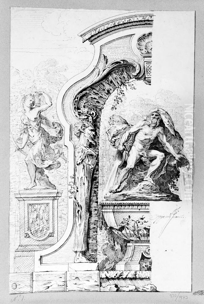 Brunnsprojekt Oil Painting by Gilles-Marie Oppenord