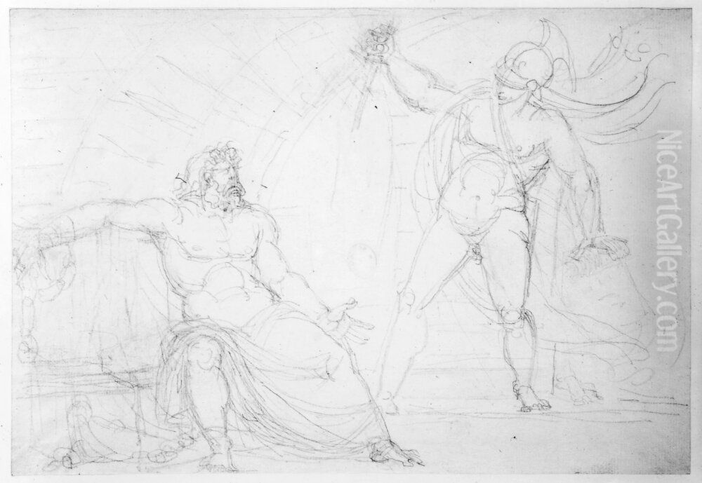 Caracella offrar sin dolk till Jupiter Serapis Oil Painting by Johan Tobias Sergel