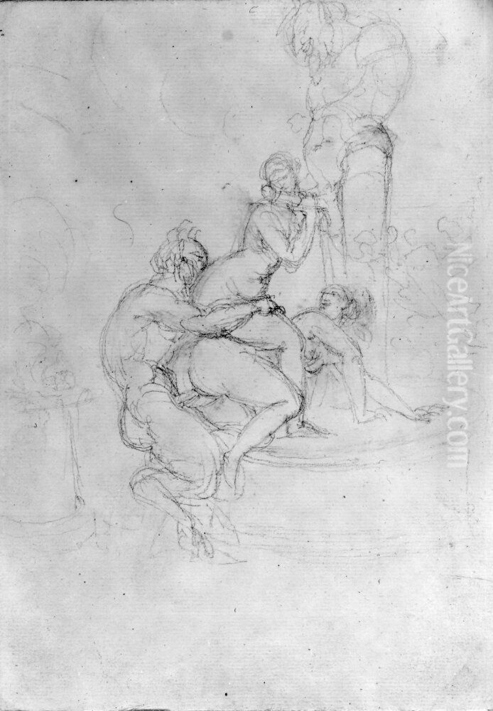 Karleksakt framfor Pan-herm Oil Painting by Johan Tobias Sergel