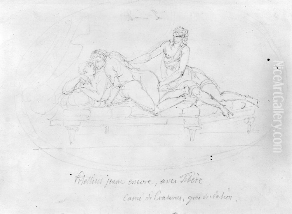 Vitellius i en karleksscen med Tiberius Oil Painting by Johan Tobias Sergel