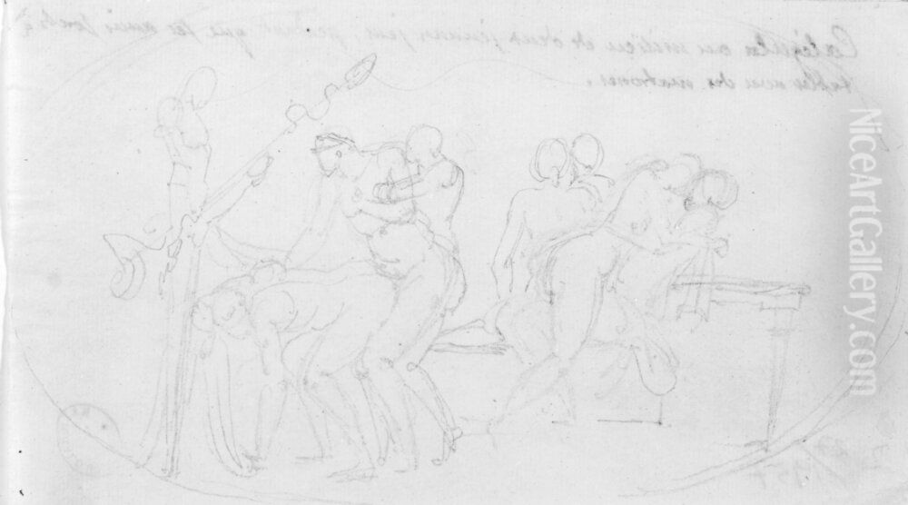 Caligula i en skabros karleksscen Oil Painting by Johan Tobias Sergel