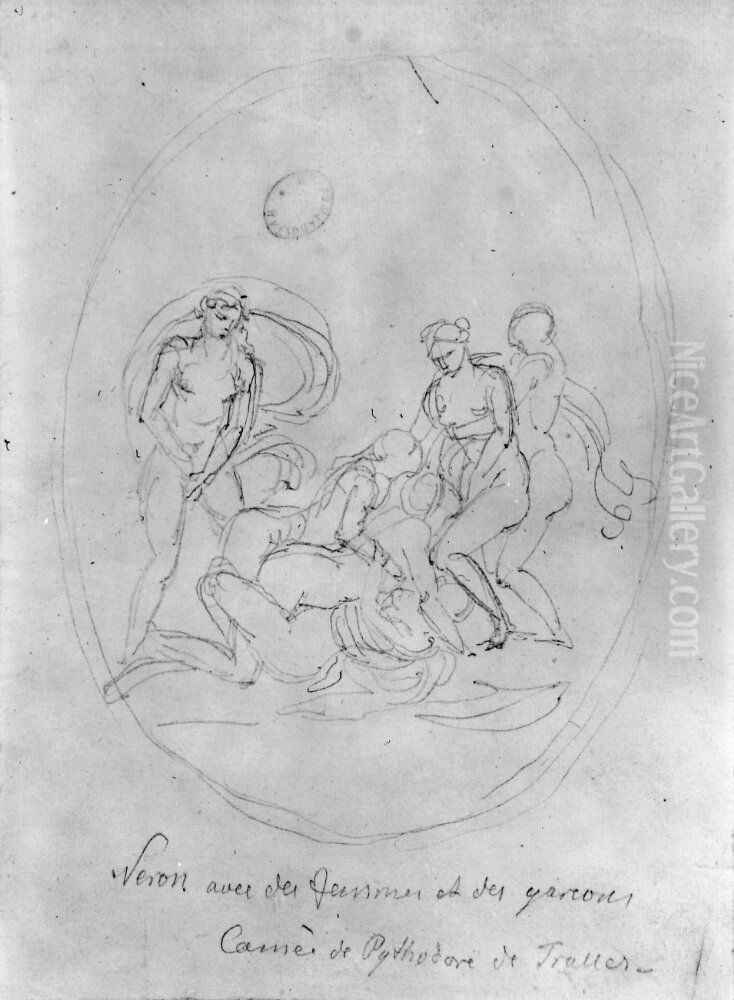 Karleksorgie med Nero Oil Painting by Johan Tobias Sergel